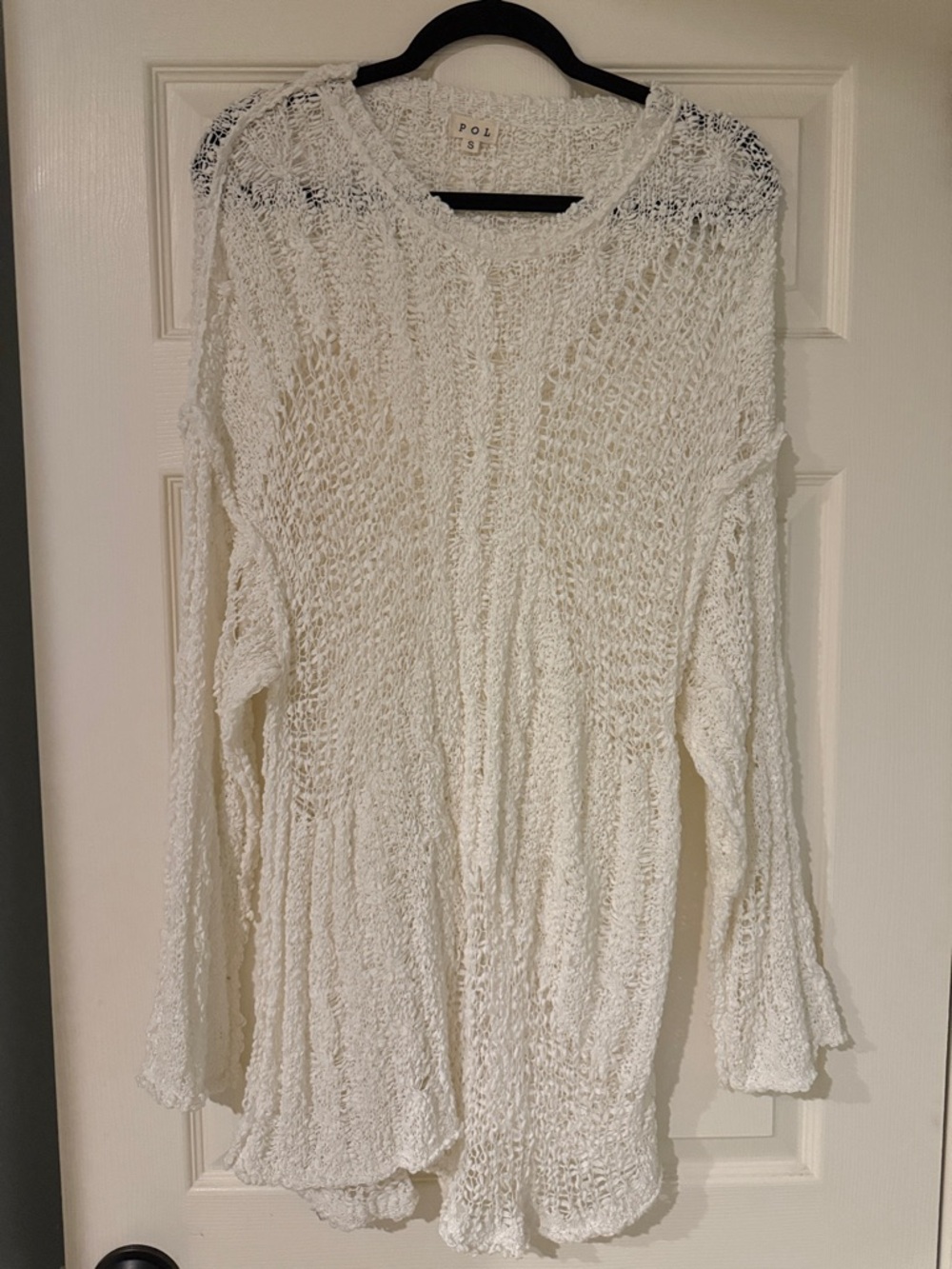 POL Open Knit Sheer Cardigan White crochet vacation fairy whimsical beach sexy